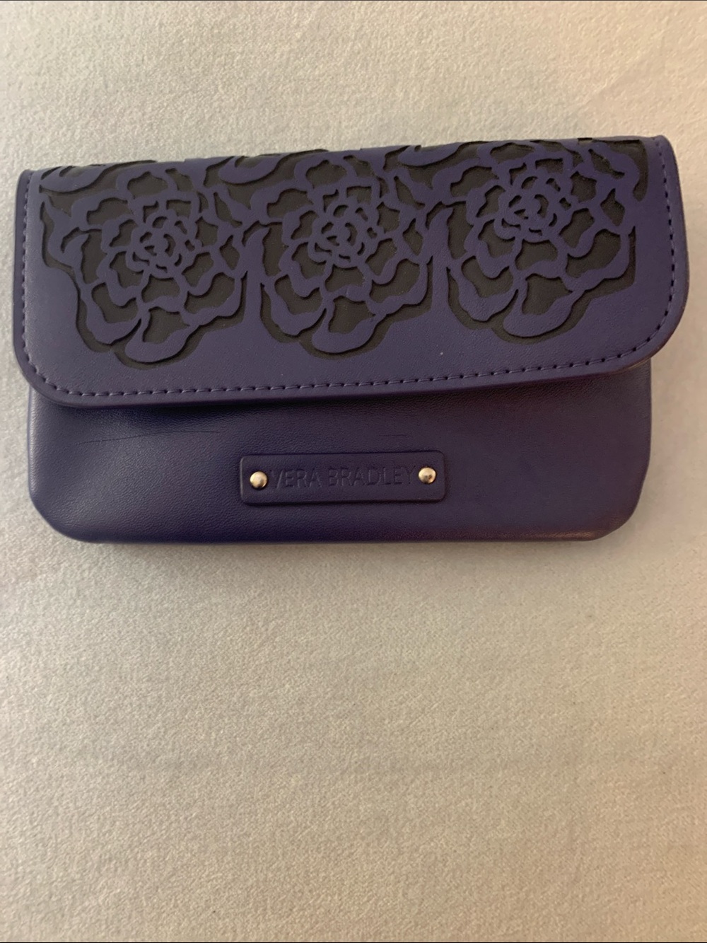 Vera Bradley Purple Floral Laser-Cut Wristlet Clutch